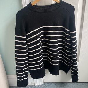 Black Zara sweater with white stripes.